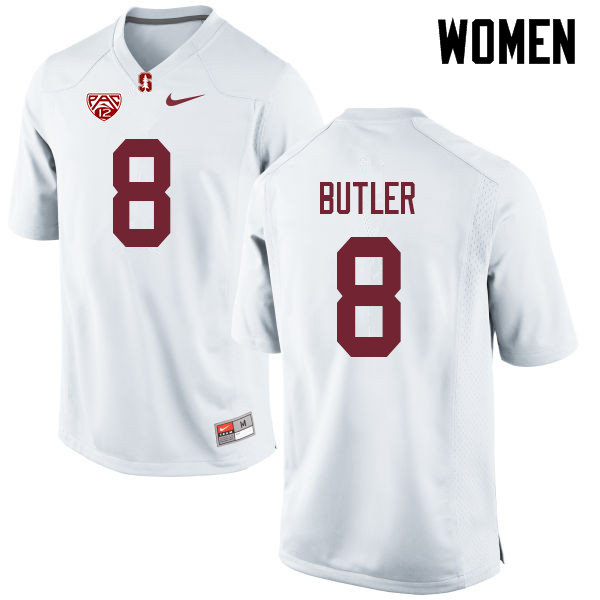 Women #8 Treyjohn Butler Stanford Cardinal College Football Jerseys Sale-White - Click Image to Close